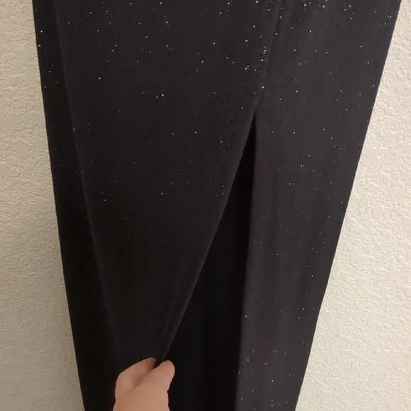 Windsor black glitter formal sleeveless maxi dress thigh high slit - Picture 7 of 10